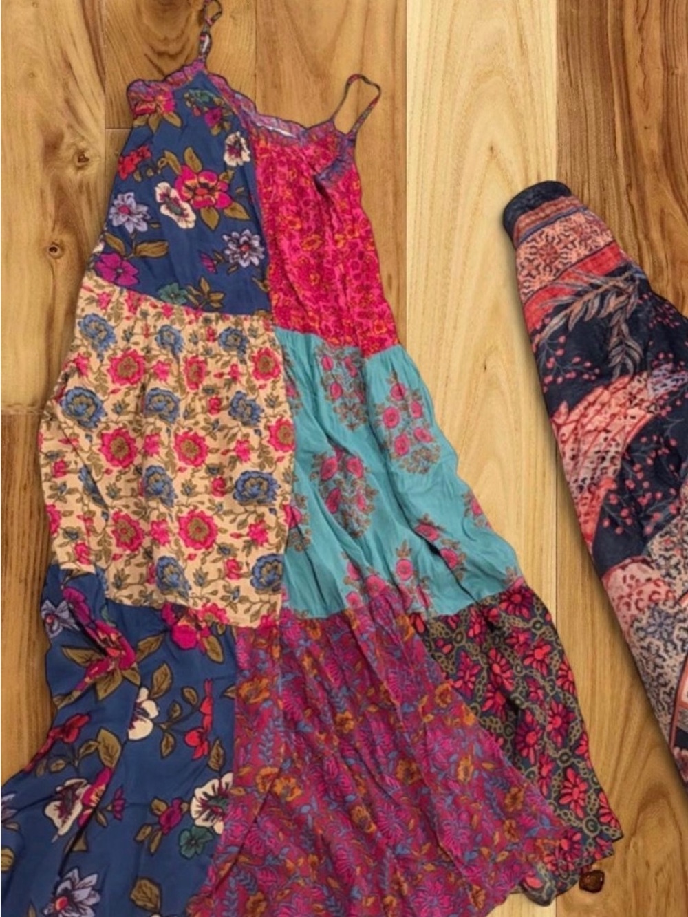 NATURAL LIFE Multicolor Patchwork Floral Maxi Dress